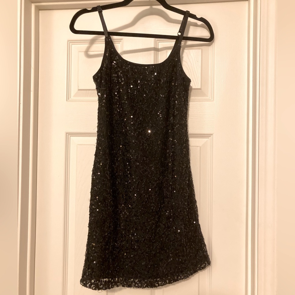 Black sequined mini dress